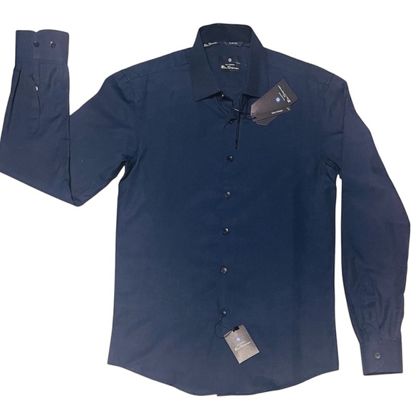 BEN SHERMAN SLIM FIT BUTTON DOWN SHIRT MENS LONG SLEEVE BLUE COLOR SIZE S 32/33 - Picture 2 of 11